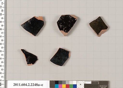 Terracotta fragments of pots; unglazed on the inside