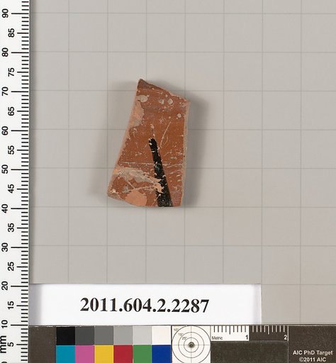Terracotta fragment of a pot; glazed on the inside