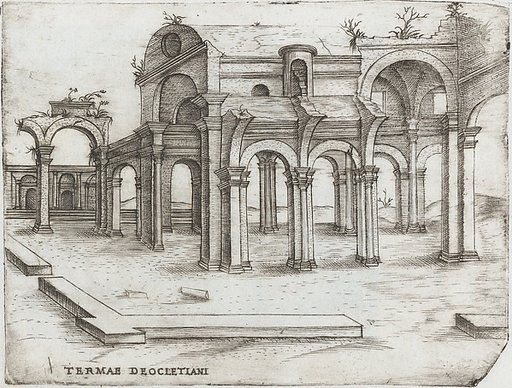 Sepulchrum Adriani, from a Series of Prints depicting (reconstructed) Buildings from Roman Antiquity