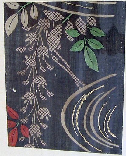 Piece from a Summer Kosode (katabira) with Wisteria above a Stream