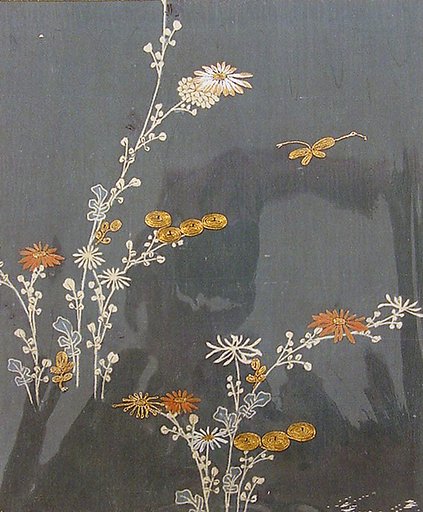 Piece from a Kosode with Chrysanthemums and Butterfly