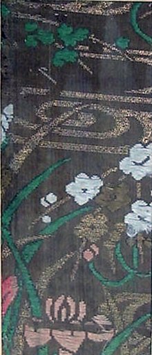 Textile with Partial Pattern of Irises and Water