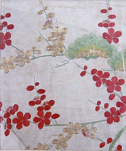 Piece from a Kosode with Pine Bough and Blossoming Plum