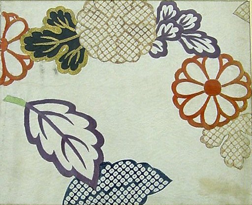 Piece from a Kosode with Chrysanthemums and Leaves