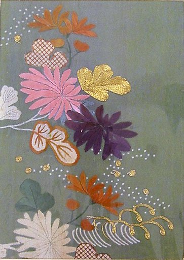 Piece from a Kosode with Chrysanthemums and Waves