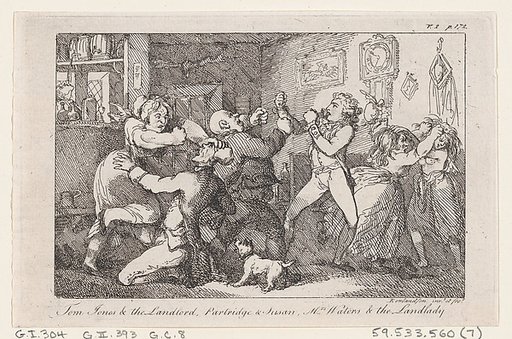Tom Jones & the Landlord, Partridge & Susan, Mrs Waters & the Landlady, from "The History of Tom Jones, a Foundling"