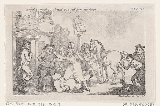 Sophia's Modesty Shocked by a Fall from her Horse, from "The History of Tom Jones, a Foundling"