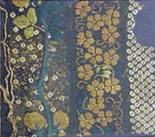 Piece from a Kosode with Stripes of Small Floral and Spotted Patterns