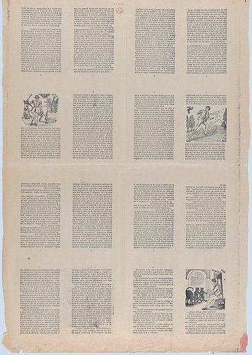 An uncut sheet printed on both sides with pages from "Perucho el Valeroso" and "Perlina la encantadora"