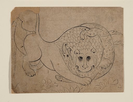 A Lion Fighting a Crocodile