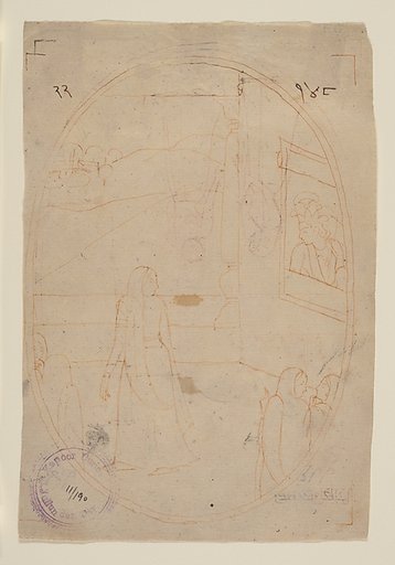 Drawing for an Illustration from a Sat Sai of Bihari Lal Series: The Message of the Eyes (recto); Lady in Search of Her Lover on a Dark Night (verso)
