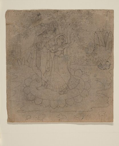 Krishna and Radha Standing on a Lotus