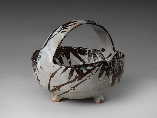 Bowl with Handle (Tebachi) with Bamboo in Snow Pattern