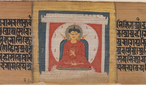 Buddha Enthroned in a Shrine, Leaf from a dispersed Pancavimsatisahasrika Prajnaparamita Manuscript