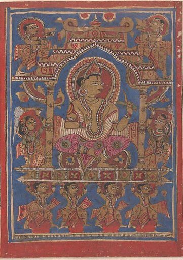 Mahavira Rides in His Initiation Palanquin: Folio from a Kalpasutra Manuscript