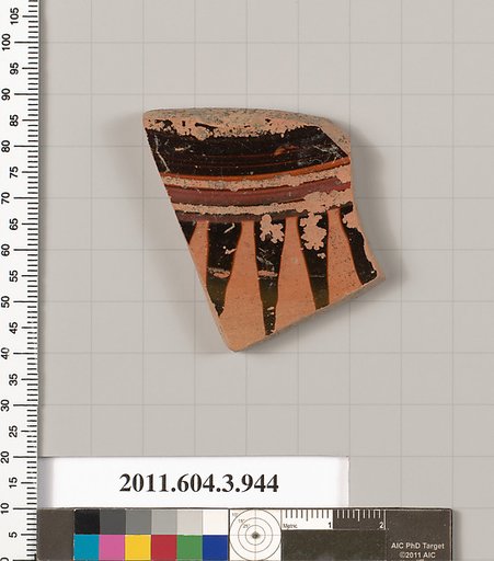 Terracotta fragment of a lekanis lid (covered dish)