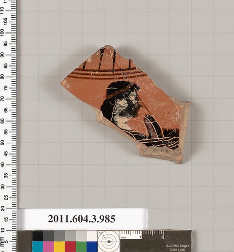 Terracotta fragment of a lekanis lid (covered dish)