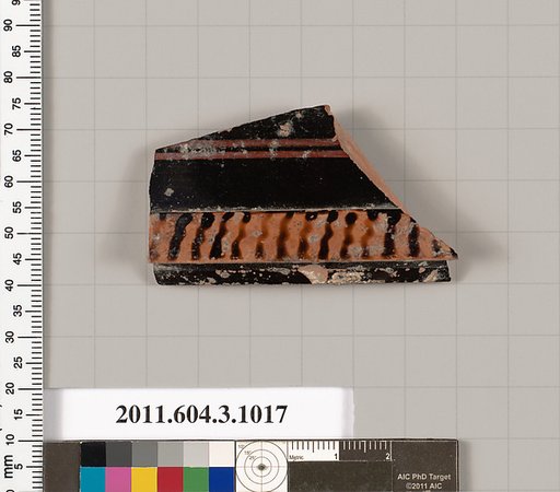 Terracotta fragment of a lekanis (covered dish)