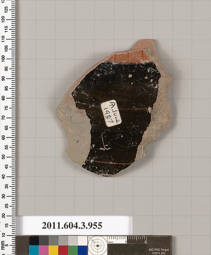 Terracotta fragment of a lekanis lid (covered dish)