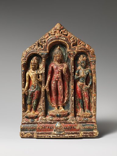 Buddha flanked by Avalokiteshvara-Padmapani and Vajrapani
