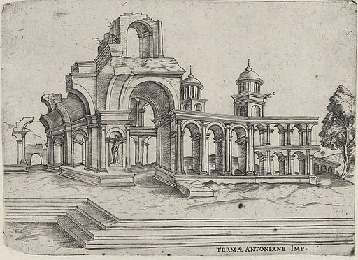 Termae Antoniane Imp. [formerly Palatium Se Lugduni], from a series depicting (reconstructed) buildings from Roman antiquity