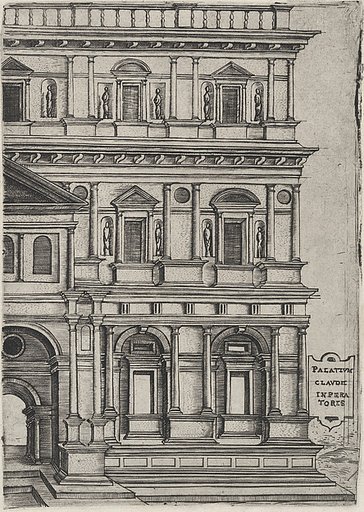 Palatium Claudie Imperatoris, from a series depicting (reconstructed) buildings from Roman antiquity