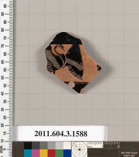 Terracotta fragment of a kylix: Band cup (drinking cup)