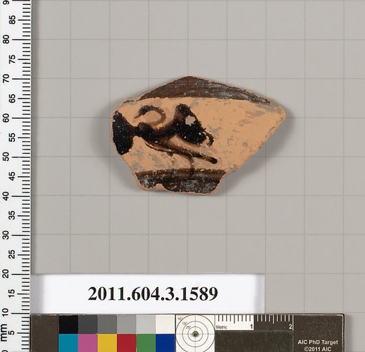Terracotta fragment of a kylix: Band cup (drinking cup)