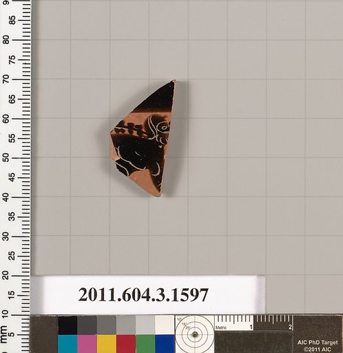 Terracotta fragment of a kylix: Band cup (drinking cup)