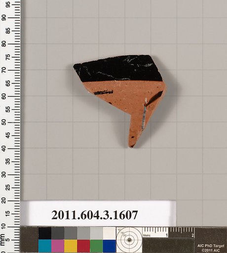 Terracotta fragment of a kylix: Band cup (drinking cup)
