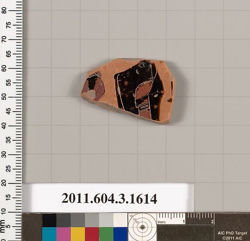 Terracotta fragment of a kylix: Band cup (drinking cup)