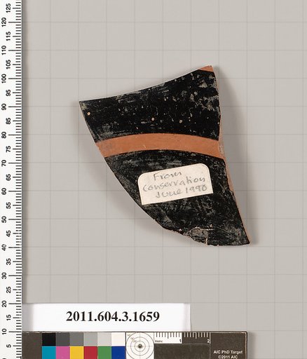 Terracotta fragment of a kylix: Band or lip cup (drinking cup)