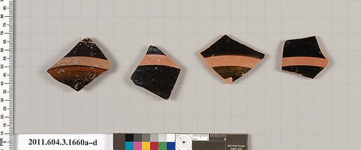 Terracotta fragments of kylikes: Band or lip cups (drinking cups)