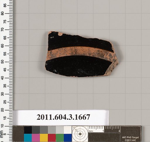 Terracotta fragment of a kylix: Band or lip cup (drinking cup)