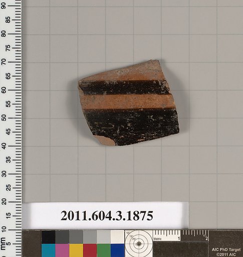 Terracotta fragment of a kylix: Band or lip cup (drinking cup)