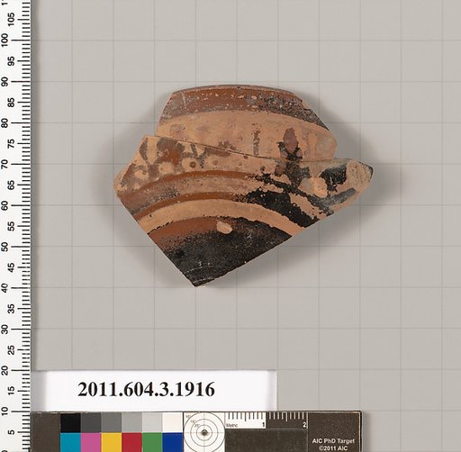 Terracotta fragment of a kylix (drinking cup) or a skyphos (deep drinking cup)?