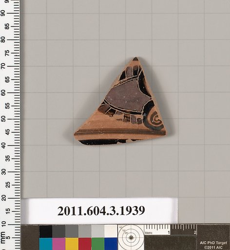 Terracotta fragment of a kylix: Komast cup (drinking cup)