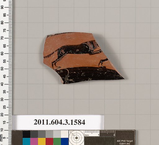 Terracotta fragment of a kylix: Band cup (drinking cup)
