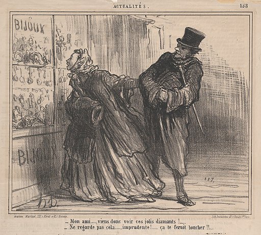 My dear, come and have a look at these beautiful diamonds!, from 'News of the Day,' published in Le Charivari, January 20, 1860