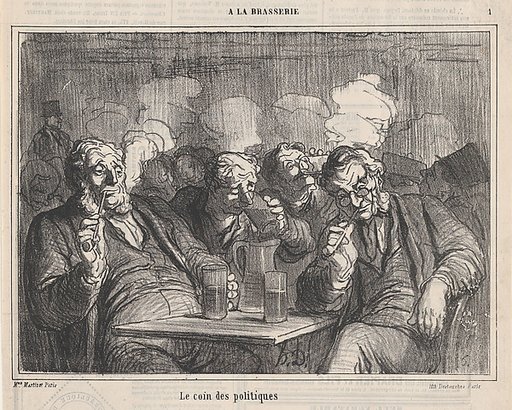 The politician's corner, from 'In the pub,' published in Le Charivari, January 5, 1864