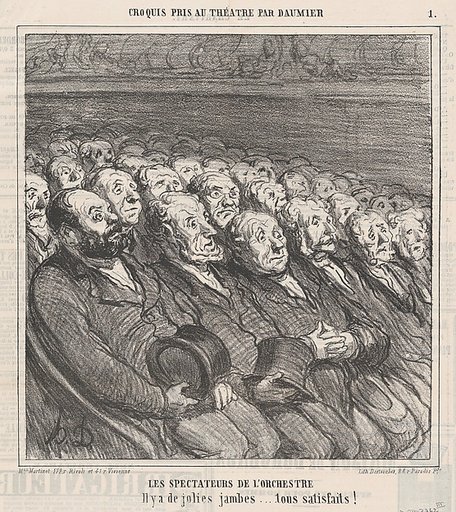 The front row spectators, from 'Theater sketches,' published in Le Charivari, April 9, 1864