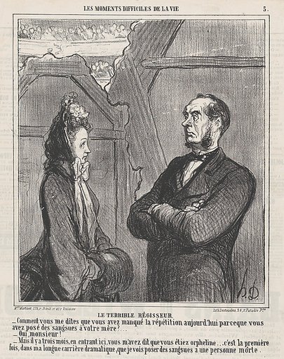 The terrible director, from 'The difficult moments in life,' published in Le Charivari, April 2, 1864