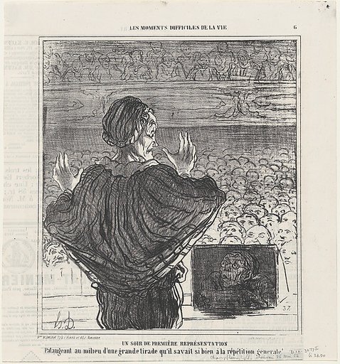 Opening night, from 'The difficult moments of life,' published in Le Charivari, May 26, 1864