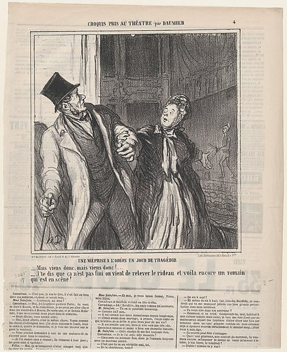 A misapprehension at the Odeon, on a day of drama, from 'Theater sketches,' published in Le Charivari, May 4, 1864