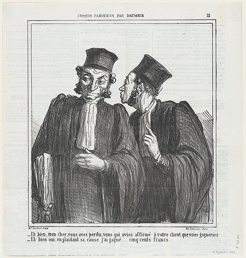 Well my friend, it seems you have lost..., from 'Parisian sketches,' published in Le Charivari, September 14, 1864
