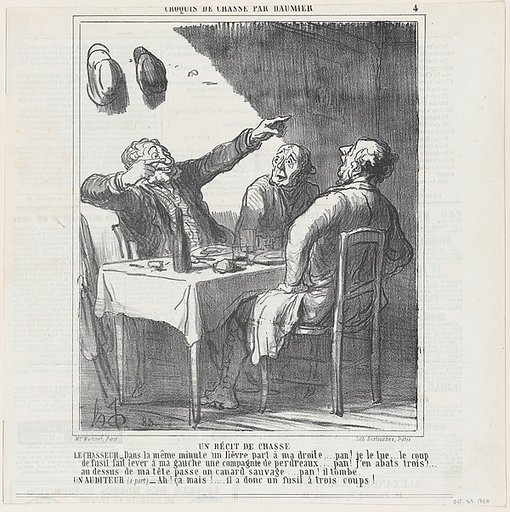 Hunters' tales, from 'Hunting sketches,' published in Le Charivari, October 29, 1864