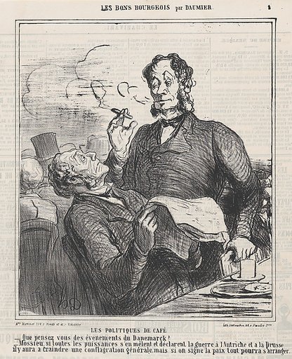 Coffee house politics, from 'The good bourgeois,' published in "Le Charivari", April 21, 1864