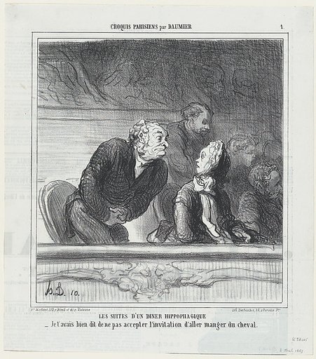 Consequences of a horsemeat dinner, from 'Parisian sketches,' published in Le Charivari, April 8, 1865