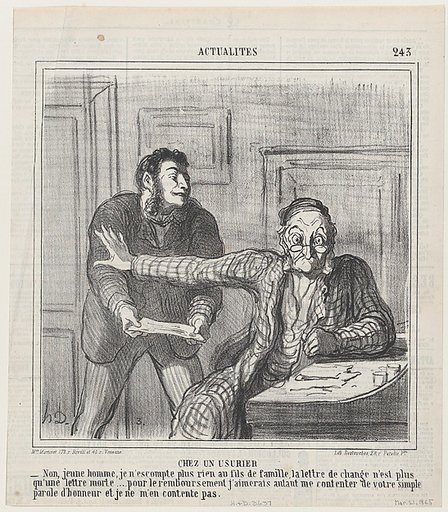 At a usurer's, from 'News of the day,' published in Le Charivari, March 21, 1865