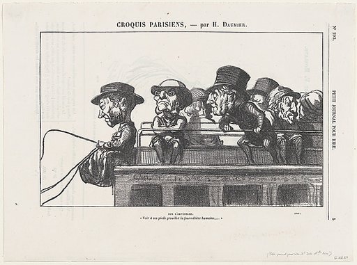 On the imperiale, "At one's feet one can observe the swarming of a human ant-hill," from 'Parisian sketches,' published in Le Petit Journal pour Rire